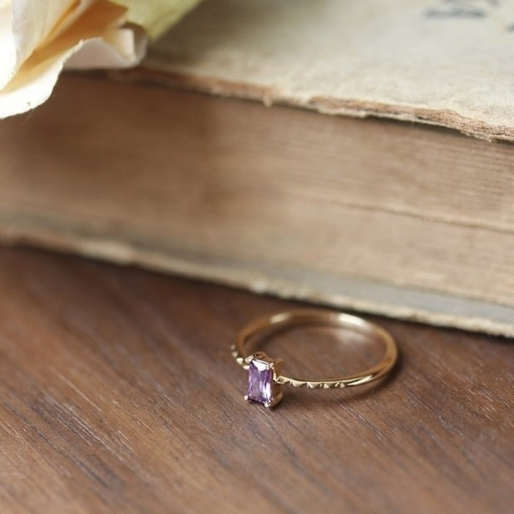 Super Dainty Gold Amethyst Ring - Picture 4 of 5